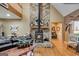 Living room with a stone fireplace and hardwood floors, creating a cozy and inviting atmosphere at 630 Stoney Point Rd, Bowdon, GA 30108