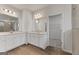 Bright bathroom featuring dual sinks, white cabinetry, and a walk-in closet entrance at 275 Arwen Dr # 68, Mcdonough, GA 30252