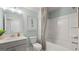 Well-lit bathroom featuring a tub, shower, and modern vanity with countertop space at 741 Myrica Ave, Locust Grove, GA 30248