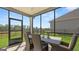 Relaxing screened porch with outdoor dining set and views of the fenced backyard at 741 Myrica Ave, Locust Grove, GA 30248