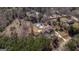 Aerial shot showcases the private backyard, pool, and basketball court amenities surrounded by trees at 1408 Hemphill Rd, Stockbridge, GA 30281