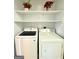 Laundry room with white appliances and white wire shelving at 235 Windcroft, Acworth, GA 30101