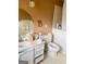 Bathroom needing renovation featuring tile floors, a vanity, and toilet at 3210 Rogers Rd, Mcdonough, GA 30252