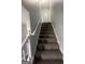 Carpeted staircase with white railings leading to the upper level of the home at 10988 Mansura Pl, Hampton, GA 30228