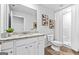Clean bathroom with white vanity, granite countertop, and stand up shower at 1653 Sungrown Way, Mcdonough, GA 30253