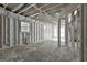 Unfinished basement with water pipes, framed walls, and light ready for new construction at 114 Oak Ridge Dr, Sharpsburg, GA 30277