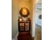 Stylish powder room featuring unique vanity with vessel sink and decorative mirror at 417 Lynne Circle, Alpharetta, GA 30009