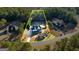 Aerial view of property showcasing the surrounding landscape, pool, and neighborhood at 45 George Wynn Rd, Palmetto, GA 30268