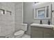 Bathroom with a shower and a modern vanity at 6187 Radford Dr, Riverdale, GA 30296