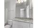 Bathroom features granite countertop and a vanity with neutral wall color at 7236 Crestside Dr # 80, Austell, GA 30168