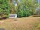 Spacious backyard features three evergreen trees, a fire pit, and a well-maintained lawn at 220 Melrose Way, Mcdonough, GA 30252