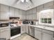 Functional kitchen with gray cabinetry, stainless steel appliances, and ample counter space at 220 Melrose Way, Mcdonough, GA 30252
