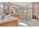 Bathroom featuring a glass shower, single vanity, and neutral colors at 106 Robinson Bend Trl, Peachtree City, GA 30269