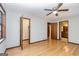 Bedroom showing hardwood floors and natural lighting at 160 Pine Trail Rd, Fayetteville, GA 30214
