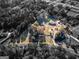 Aerial view of a property on a large lot with surrounding trees and vegetation at 434 Lees Lake Rd, Fayetteville, GA 30214