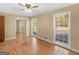 Bedroom with hardwood floors, closet and abundant light from two large windows at 434 Lees Lake Rd, Fayetteville, GA 30214