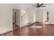 Open living room featuring wood floors and neutral paint at 434 Lees Lake Rd, Fayetteville, GA 30214