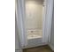 Bright white tub and shower combo with subway tile and shower curtain at 742 Great Oak Pl # 13, Villa Rica, GA 30180