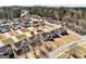 A wide angle aerial view of a suburban neighborhood in Georgia at 6746 Lake Erie Ln, Fairburn, GA 30213