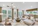 A cozy living room featuring neutral tones, large windows, and an access door to the outdoor living space at 5711 Tillman Way, Powder Springs, GA 30127