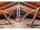Unfinished attic space featuring wood beams, exposed insulation, and potential for customization at 210 Heritage Cir, Mcdonough, GA 30253