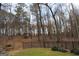 Serene backyard view with a gazebo nestled among mature trees and an iron fence at 337 Lakeshore Dr, Berkeley Lake, GA 30096