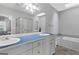 Bright bathroom boasts double sinks, a soaking tub, and a separate shower, illuminated by a skylight at 9209 W Banks Mill Rd, Winston, GA 30187