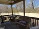 Relaxing back porch with wood floors, wicker furniture, and overhead fan providing a comfortable outdoor living space at 101 Deer Park Dr, Carrollton, GA 30116