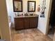 Bathroom with a double vanity and granite countertop, complemented by tile flooring at 101 Deer Park Dr, Carrollton, GA 30116