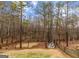 Secluded backyard with mature trees and a playhouse in the fenced area at 220 Terrane Rdg, Peachtree City, GA 30269