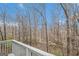 A backyard view from the deck, showcasing the surrounding trees and natural environment at 1320 Kay Se Ter, Conyers, GA 30013