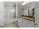 Bathroom with granite countertop and subway tile at 300 Annelise Park Dr, Fayetteville, GA 30214