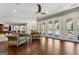 Bright living room with hardwood floors, comfortable seating and access to the outdoor patio at 300 Annelise Park Dr, Fayetteville, GA 30214