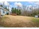 Wide backyard with a well-maintained lawn, a wooden deck, and a small storage shed at 10 Allen Oaks Way, Covington, GA 30016