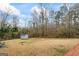 Backyard featuring a small storage shed and trees at 10 Allen Oaks Way, Covington, GA 30016