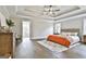 Main bedroom with a tray ceiling, hardwood floors, and large windows for natural light at 110 Warren Way, Fayetteville, GA 30215