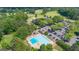 Aerial view of the community pool, near the golf course, clubhouse and parking at 6360 Brookline Ct, Cumming, GA 30040