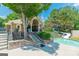 Exterior view of pool amenities including a waterslide and stone facade, offering a blend of fun and luxury at 6360 Brookline Ct, Cumming, GA 30040