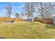 Expansive backyard featuring a firepit, storage shed, and wooden privacy fence at 1616 Park Ne St, Conyers, GA 30012
