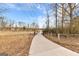 Cement driveway leading through an iron gate and wooden fence, surrounded by grass and scattered trees at 10 Last St, Moreland, GA 30259