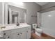 Bathroom featuring a vanity with modern fixtures and a combined tub and shower at 340 Antebellum Way, Fayetteville, GA 30215