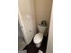 Tight shot of a bathroom toilet with a wall mounted decor piece on the tank at 6001 Nile Ct, Atlanta, GA 30349