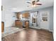 Open kitchen with stainless steel appliances, wooden cabinets, and a view to the backyard at 255 Brandon Ridge Cir, Stockbridge, GA 30281