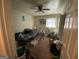 Bedroom featuring a ceiling fan, window, and functional layout at 6861 Wendy Jean Dr, Morrow, GA 30260