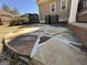 Pathway leading to the house and a view of the AC units and fenced-in yard at 345 Gaelic Way, Tyrone, GA 30290