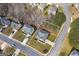 Aerial view of a home and its property, as viewed from above. Shows proximity to neighbors at 253 Summit View Dr, Mcdonough, GA 30253