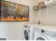 Functional laundry room with modern appliances, wire shelving, and stylish decor at 10410 Trellis Lane (Lot 35), Hampton, GA 30228