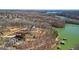 Panoramic aerial view of luxury homes on a lake with wooded surroundings and private docks at 5735 Archer Ave, Cumming, GA 30041