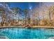 A serene in-ground pool boasts a rock waterfall feature and lush greenery, creating a private oasis at 3140 Cox Cemetery Rd, Social Circle, GA 30025