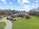 An aerial view of a meticulously landscaped home featuring a circular driveway at 1198 Elliot Rd, Mcdonough, GA 30252
